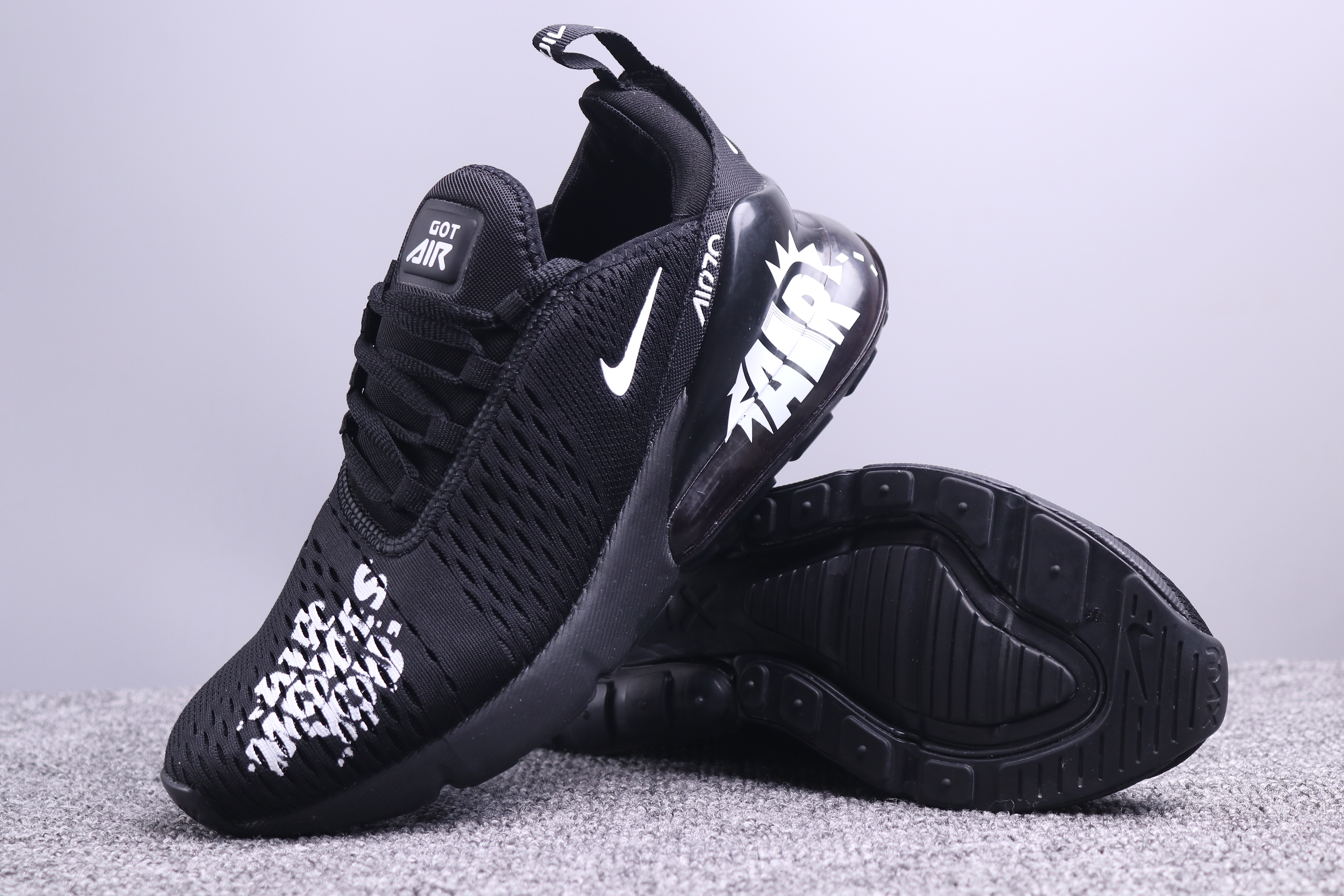 Supreme x Nike Air Max 270 Black White Flor Shoes - Click Image to Close
